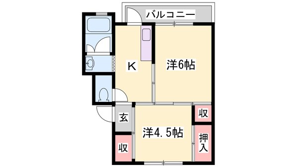 ビレッジハウス太子2号棟の物件間取画像